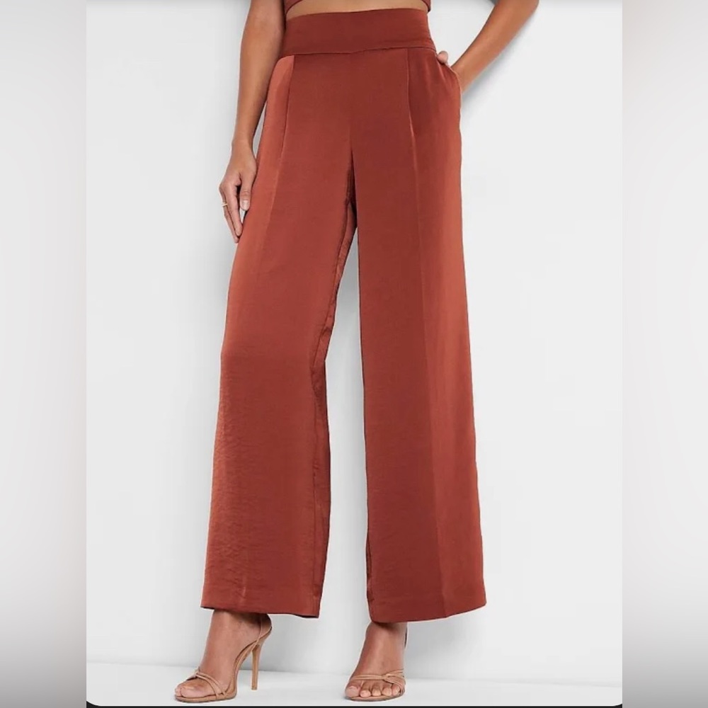 Super High Waisted Satin Wide Leg Pant (NWOT)